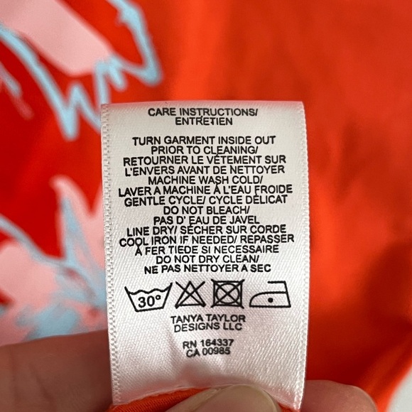 Tanya Taylor Mallorie Short Sleeve Floral Midi Dress Tiger Lily Orange Large - Picture 9 of 9